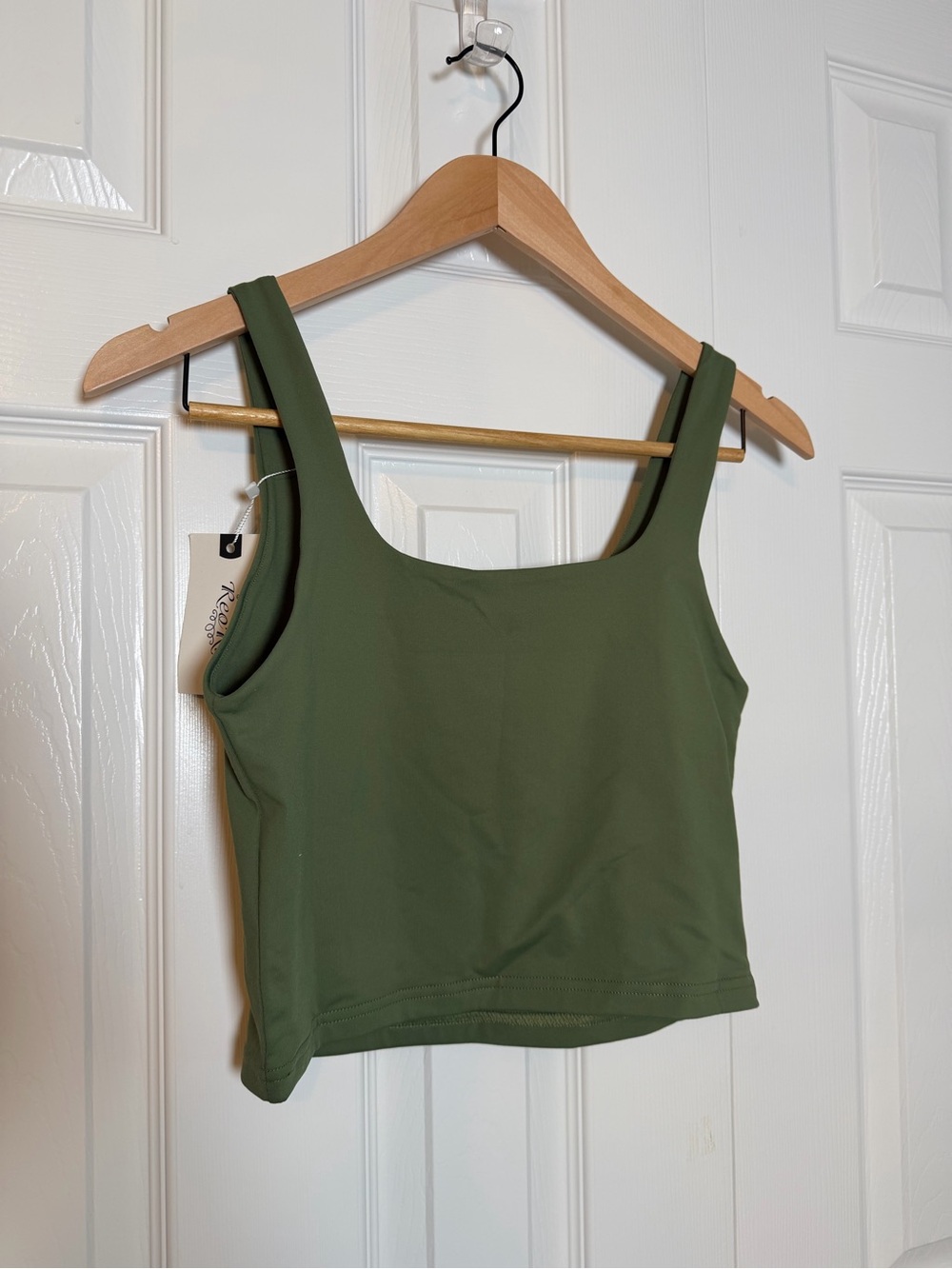 ReoRia Olive Green Square Neck Crop Top